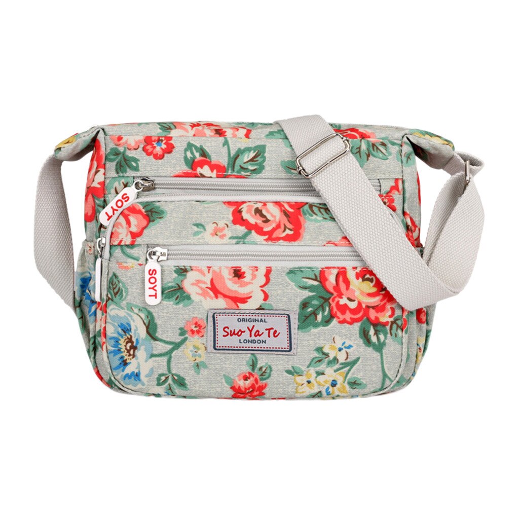 Aelicy Women's Nylon Flower Zipper Shoulder Bags Messenger Bag Multifunctional Bag Travel: Green