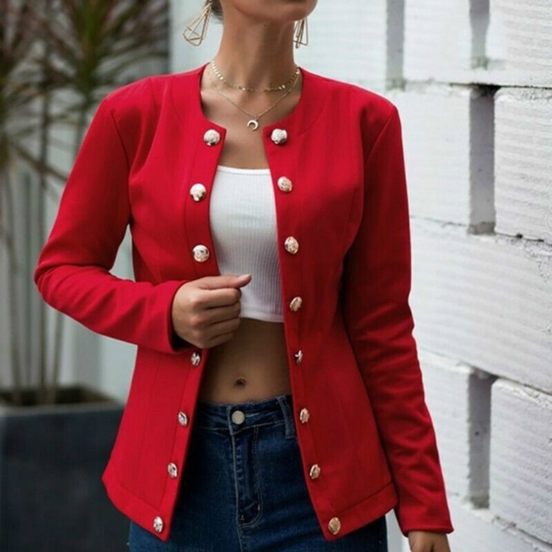 Women Autumn Blazer Slim Fit Smart Casual Button Long Sleeves Office Ladies Jacket Women's Double Breasted Blazer Streetwear