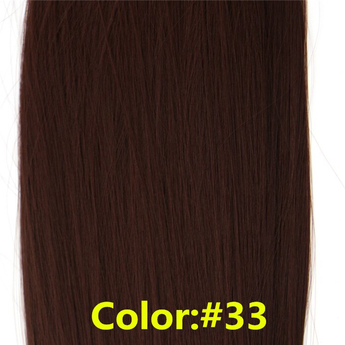 Feibin clip in hair extensions syntetisk hår 22 tommer 55cm langt lige hårstykke varmebestandigt  c46: #33