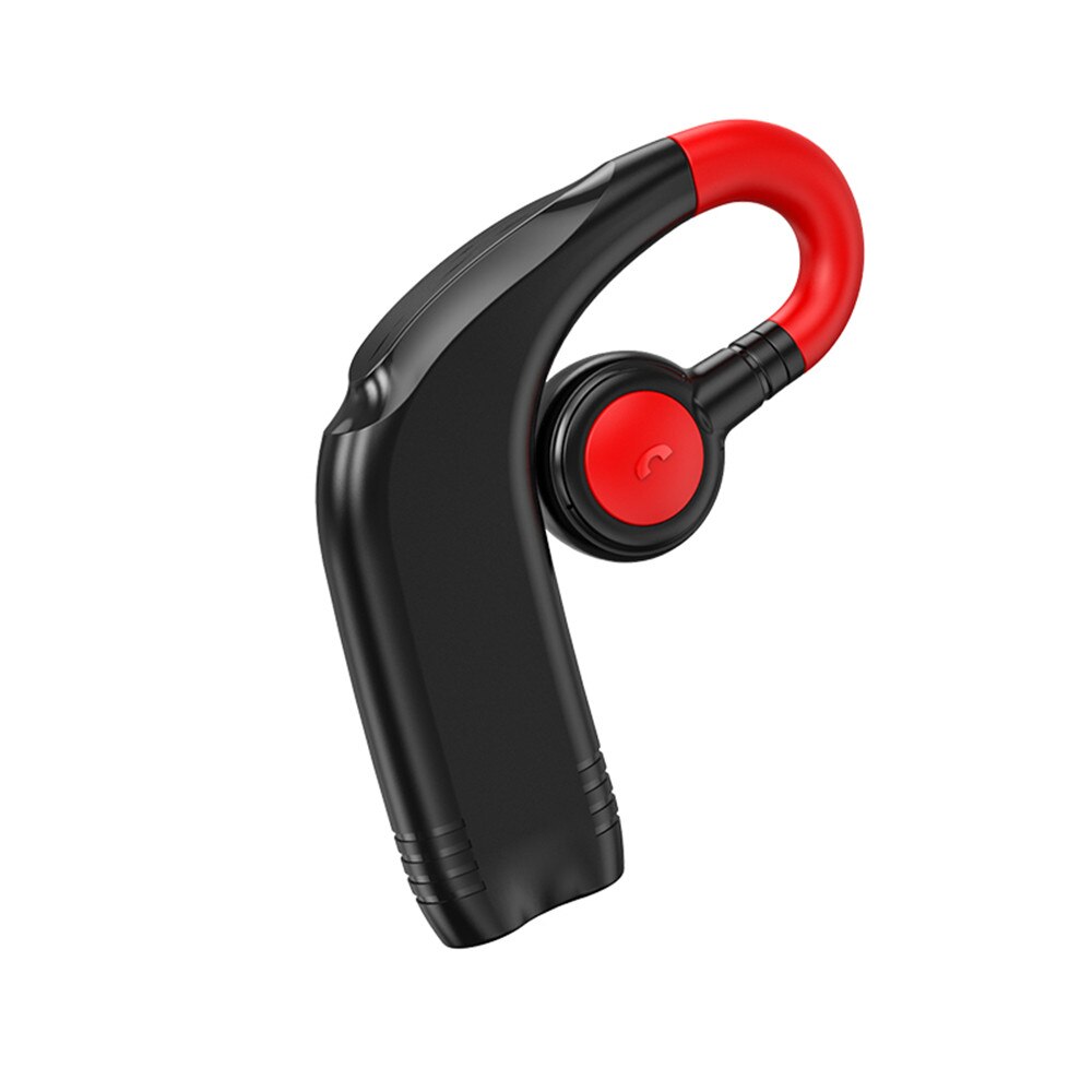 Enkele Oorhaak Lange Standy Capaciteit Headset Bluetooth 5.2 Draadloze Hoofdtelefoon Business Sport Muziek Oortelefoon Met Microfoon: red and black