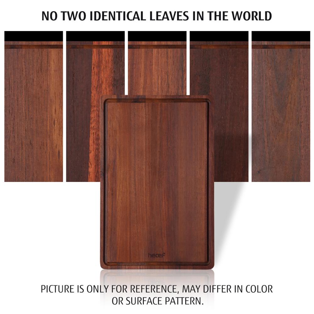 Hecef Carbonized Acacia Wood Cutting Board with Juice Grooves and Built-in Recessed Grips, Ultra Thick Hardwood Chopping Board f