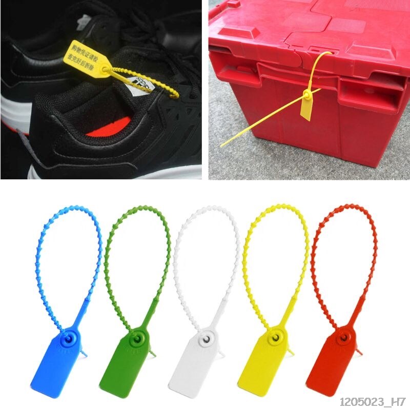100 Stuks Wegwerp Plastic Pull-Tite Security Seals Bewegwijzering Genummerd Zelf Sloten