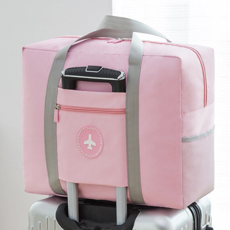 Vrouwen Trolley Case Boardingtas Grote Capaciteit Opvouwbare Reistas Organisator Kleding Opbergtas Buitenland Bagage Sorteren Zak: Roze