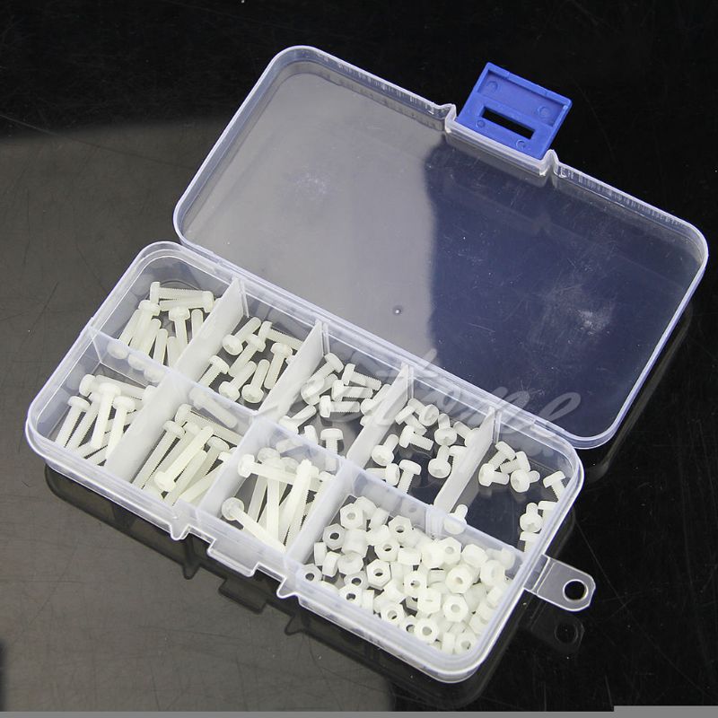 160Pcs Metric M3 8 Maten Assortiment Stand-Off Nylon Schroeven Bolt & Nuts Kit Wit