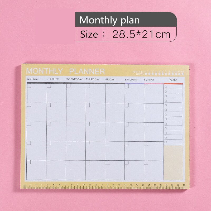 Cuaderno kawaii diario, semanal, mensual, planificador, Agenda, organizador, diario, escuela, A4 Flower, ,: monthly-yellow2