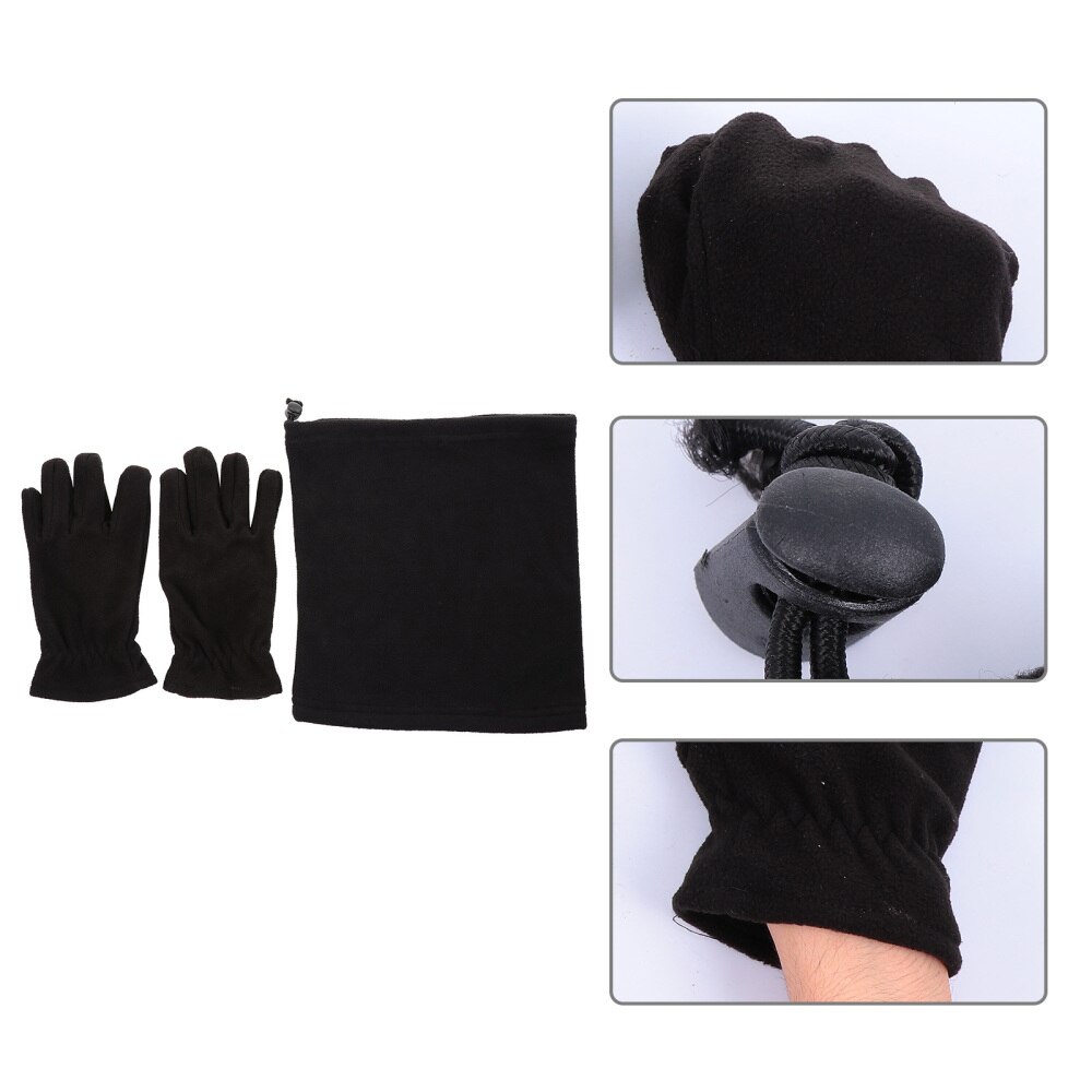 1 Set Winter Warm Sjaal Praktische Verdikking Fleece Sjaal Koude Handschoenen Winddicht Pak Voor Vrouwen Mannen Volwassenen