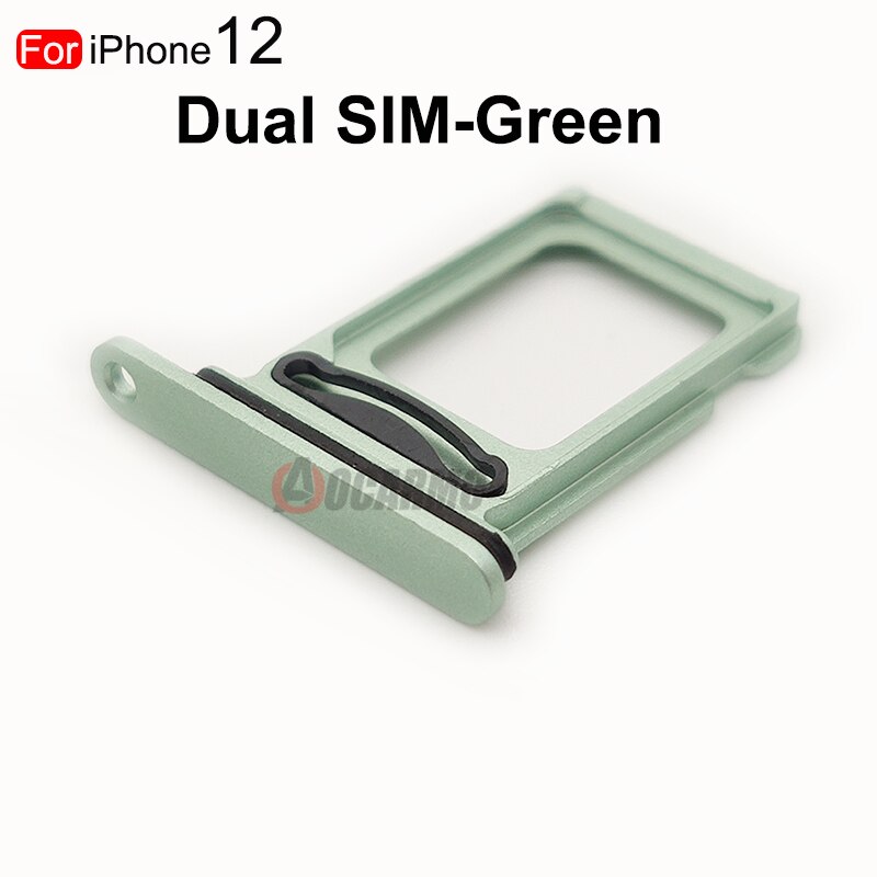 Duplo &amp; único cartão sim para iphone 12 titular bandeja de cartão sim slot titular adaptador soquete peças reposição: Dual---Green