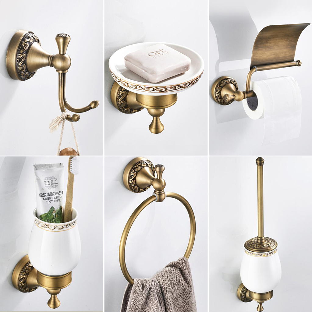 Badkameraccessoires Antiek Brons Handdoekplank Toiletrolhouder Zeephouder Handdoekenrek Tumble Holder Antiek Brons ELF4001