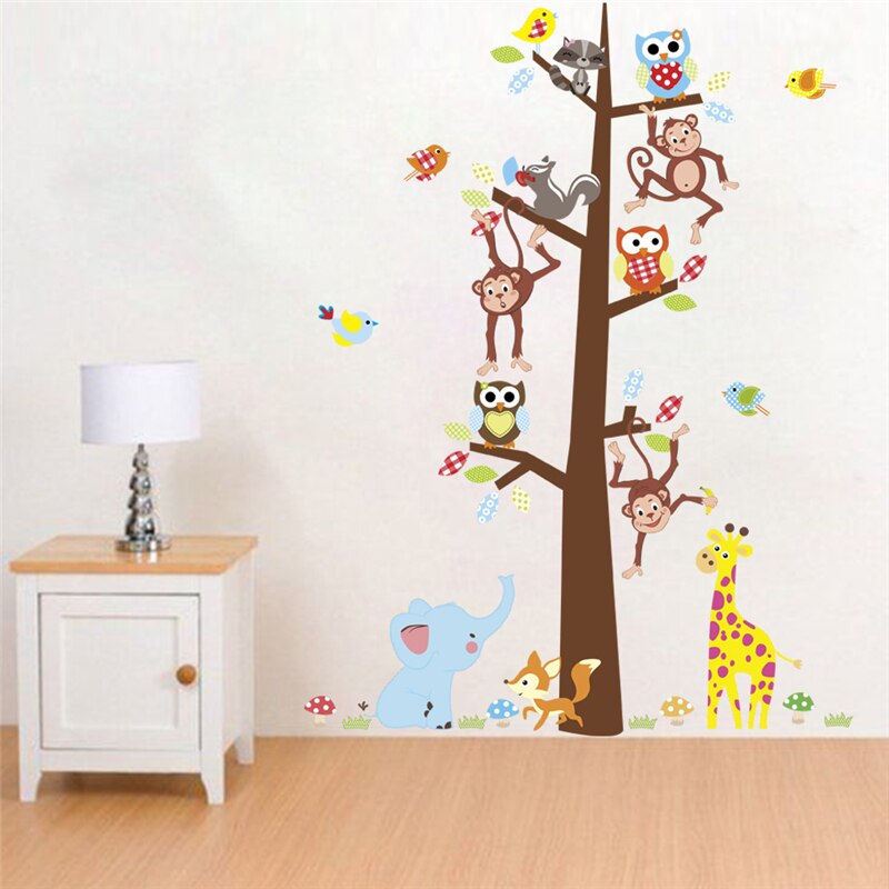 Jungle Animal Wall Decals - Giraffe, Bear, Rabbit Playing Ring Toss, Peel & Stick - View #4