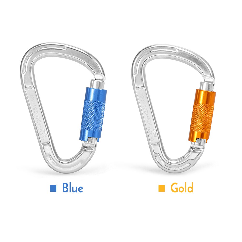 25KN Twist Locking Gate Carabiner Certified Auto Lock Carabiner Outdoor D-ring Buckle Climbing Rappelling Canyoning Hammock Clip