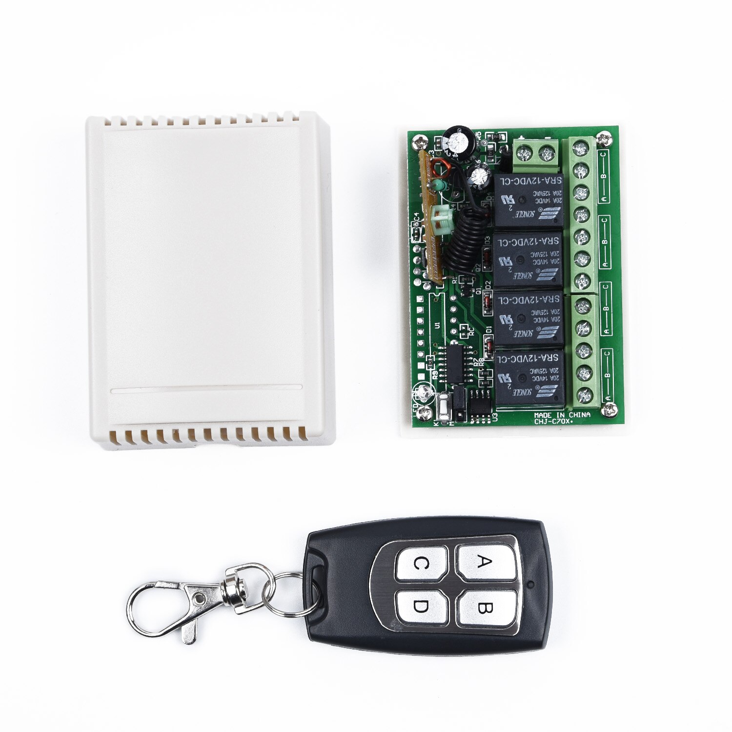 DC 12V 4CH 433Mhz Wireless Remote Control Switch Receiver W/ Transmitter
