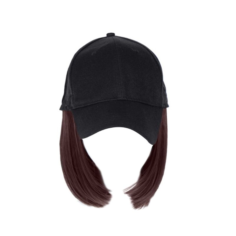 Kvinder piger kort paryk i ét stykke bobo hoved syntetisk hår baseball hat med parykker 40jf