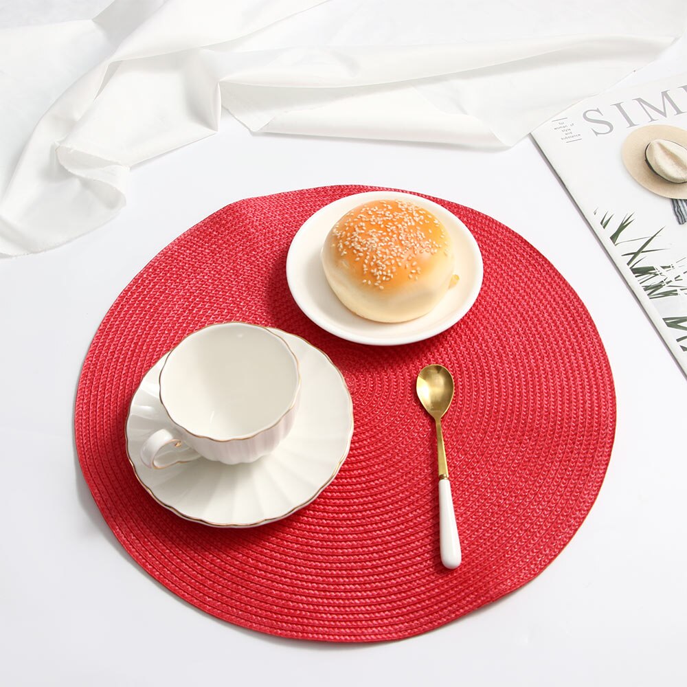 Manteles Individuales redondos de tejido PP impermeables para mesa de comedor, tapete antideslizante para servilletas, discos, cuencos, posavasos para bebidas, decoración de cocina, 1 ud.