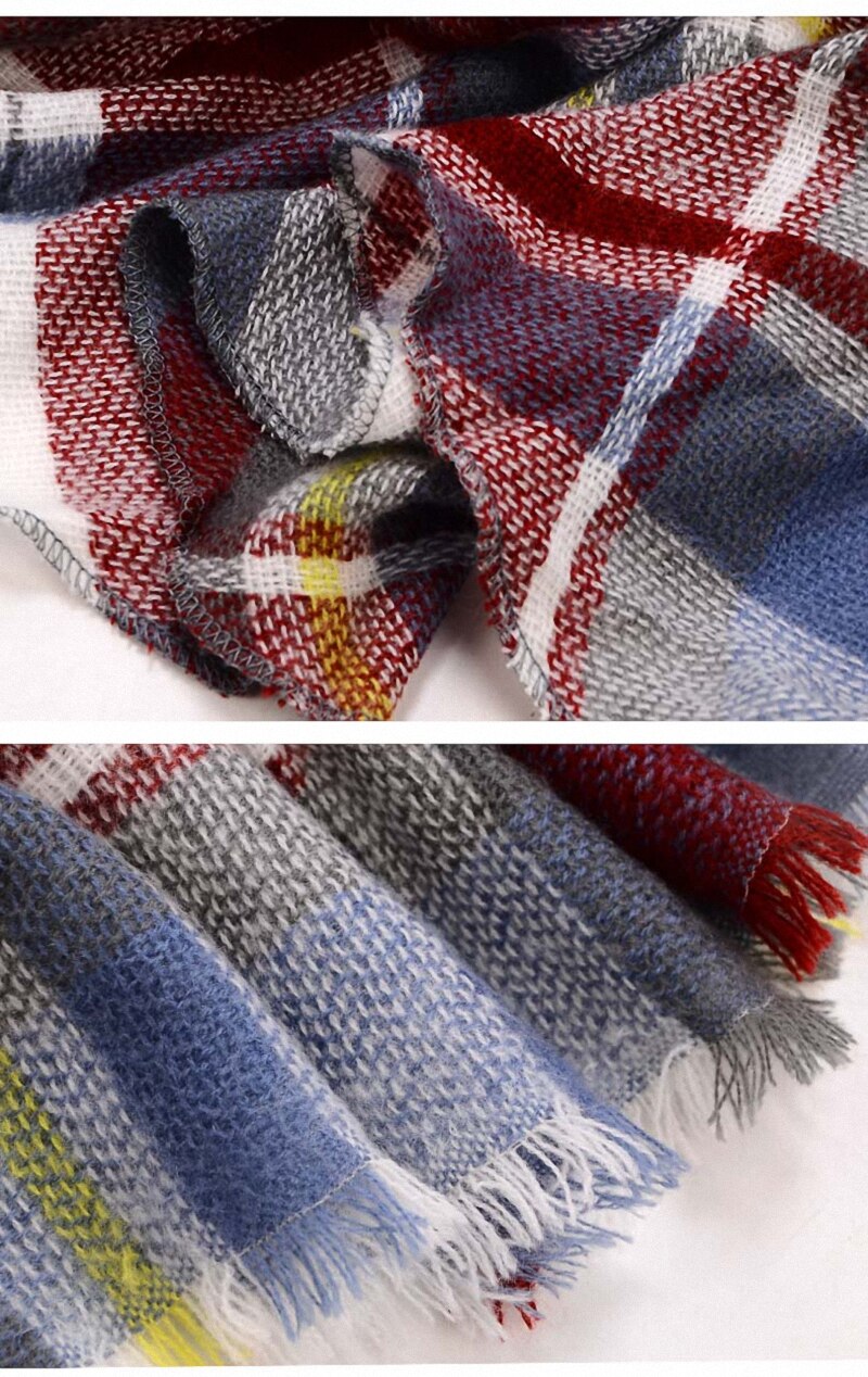 Écharpe triangulaire hijab d'été pour femmes, châle de marque en cachemire à carreaux, couverture  xs027-5