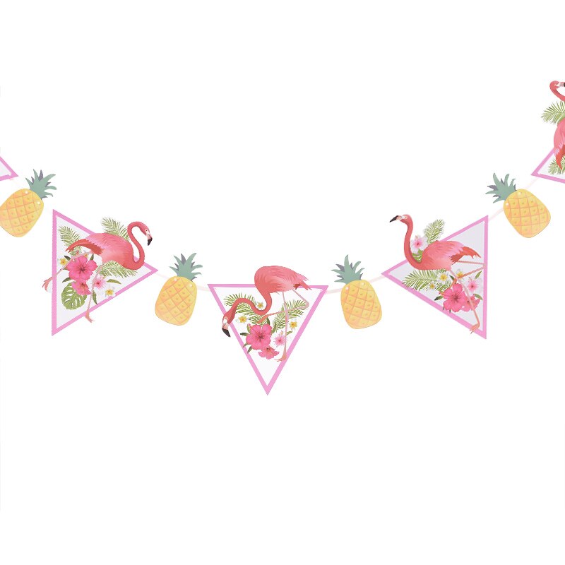 Sommer hawaiian aktuel flamingo ananas blade krans hængende bunting banner bryllupsfest baby shower foto prop dekoration