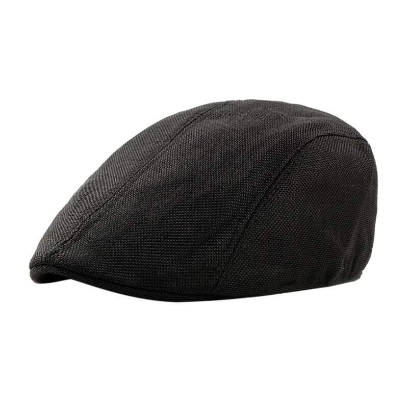 Baret sommerhat simpel light board kasket kvindelig england ensfarvet åndbar mesh fremad cap: Sort