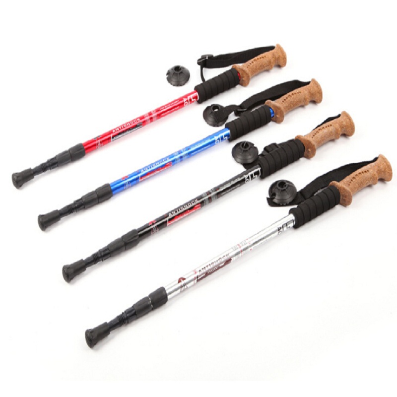 Ultraleichter, teleskopierbarer wanderstock aus aluminiumlegierung mit weichem griff, 3