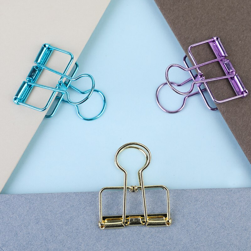 Dailylike 1PC Colorful Binder Clip Creasing Edges Metal Clip File Clips for School Office Medium Paper Clip Bookbinding Tool