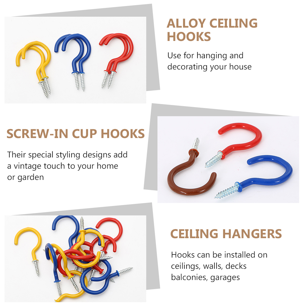 24pcs Aluminum Alloy Screw Hook Wall Mount Ceiling Hooks Alloy Ceiling Hangers