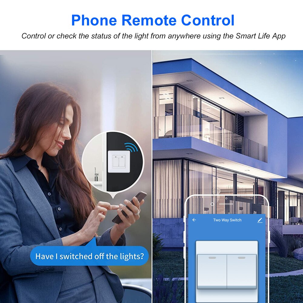 Smart Light Switch Separate Control In-Wall WiFi Smart Switch for Alexa Google Assistant No Hub Required Remote Control Switch