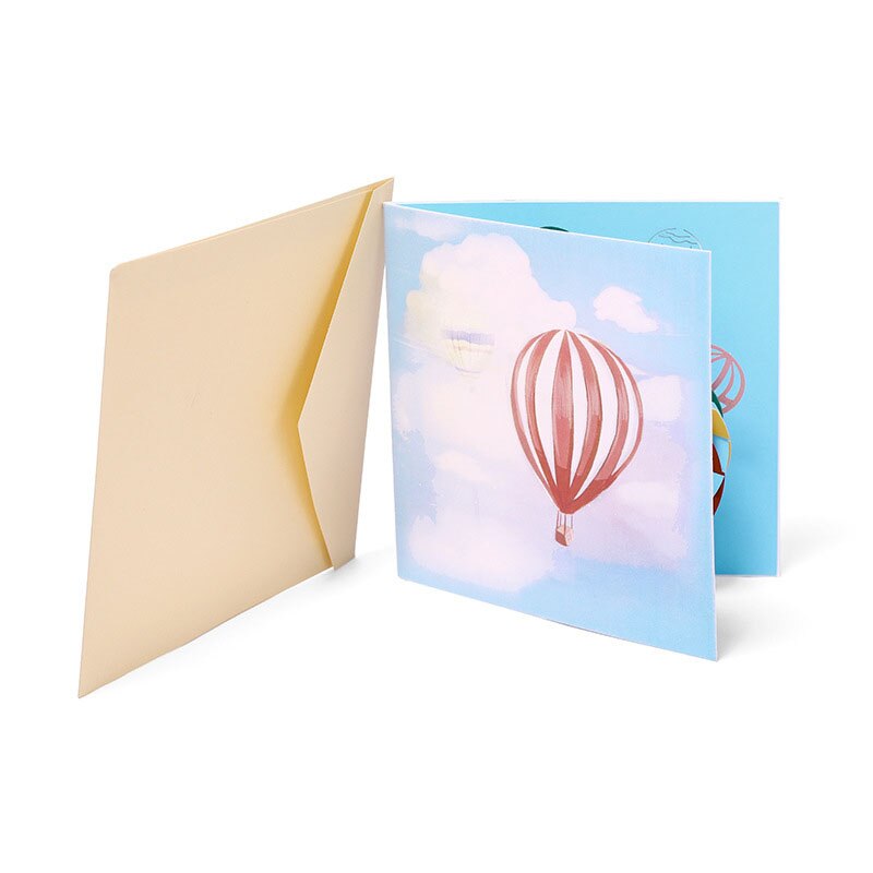 3D Handmade Color Print Rainbow Air Balloon Paper Invitation Greeting Cards PostCard Birthday Party Business Children