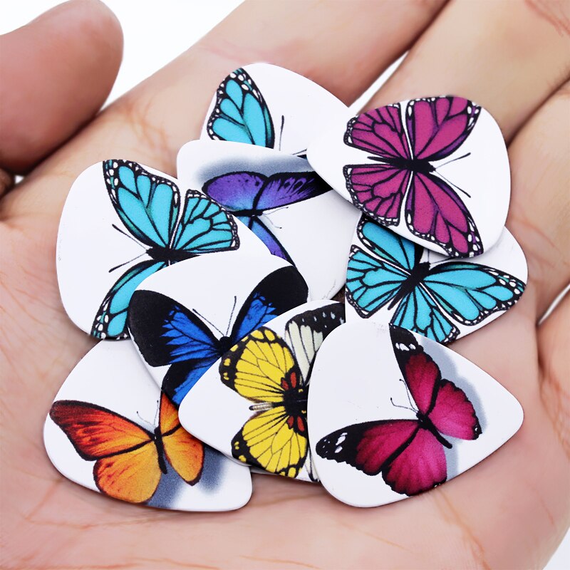 SOACH-púas para Guitarra acústica, 50 piezas, cuerdas con patrón de mariposa, accesorios para instrumento de Guitarra, púas para ukelele