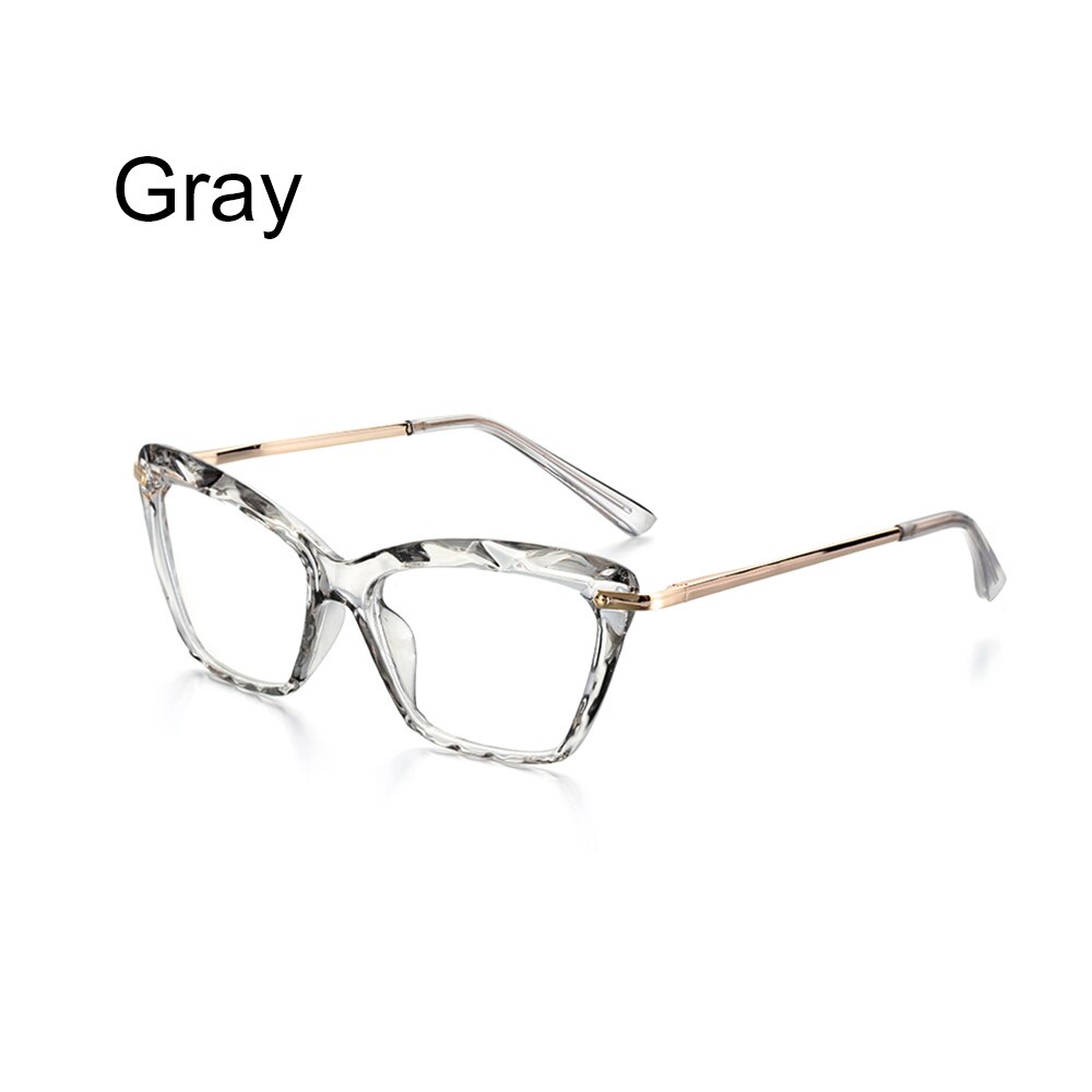Gafas de cristal facetadas para mujer, montura de gafas de Ojos de gato, se puede equipar con miopía, montura Vintage para hombre, 1 unidad: Gray
