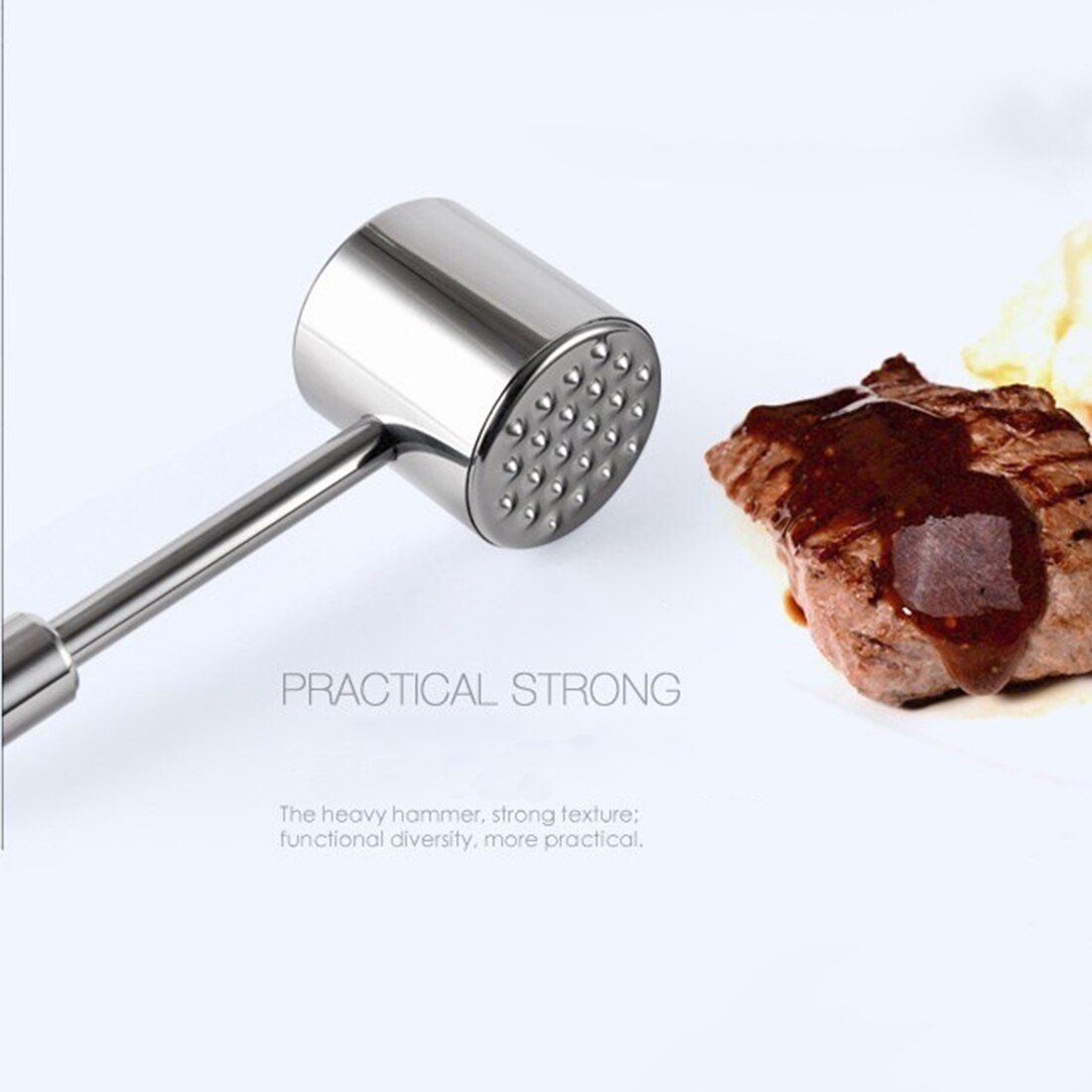 Heavy Duty Meat Hammer Dishwasher Safe Rust-proof 304 Stainless Steel Meat Pounder and Meat Tenderizer for Tenderizing and Pound