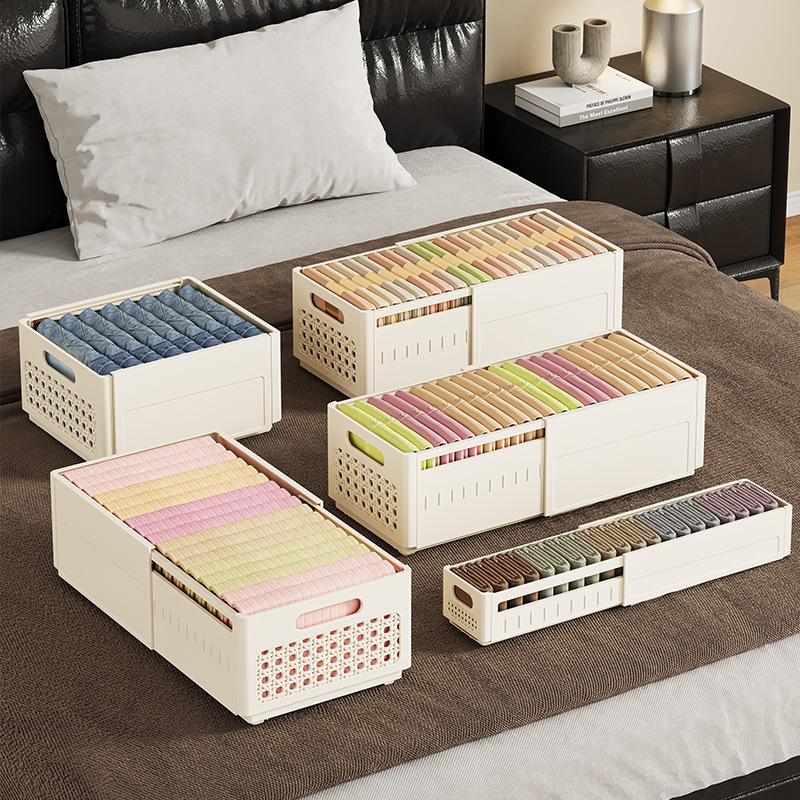 Clothes Storage Box Expandable Wardrobe Clothes Organiser Layered Plastic Assembled Storage Organizer Underwear Boxes