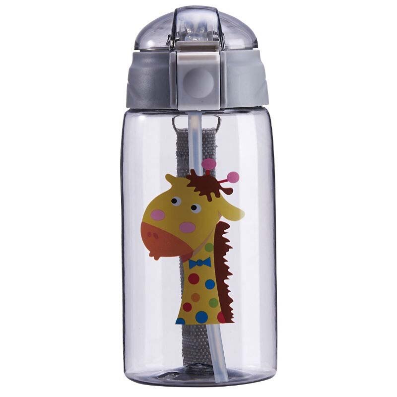 Vauvan tuttipullo pillillä sarjakuva pöllö apina karhu ihana ympäristöystävällinen kannella kannettava pc-muki urheilupulloni 520ml: Vaalean harmaa