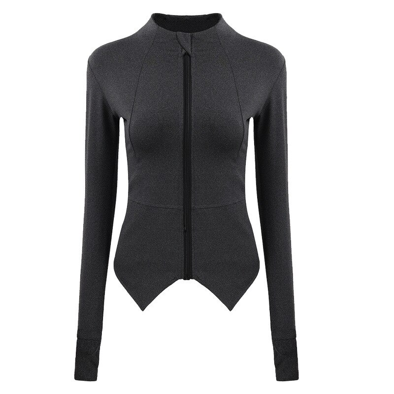 Chaqueta deportiva de otoño para mujer, chaqueta para correr, abrigo de Yoga de manga larga con cremallera, Top Fitness para mujeres, ropa deportiva ajustada, Top de entrenamiento