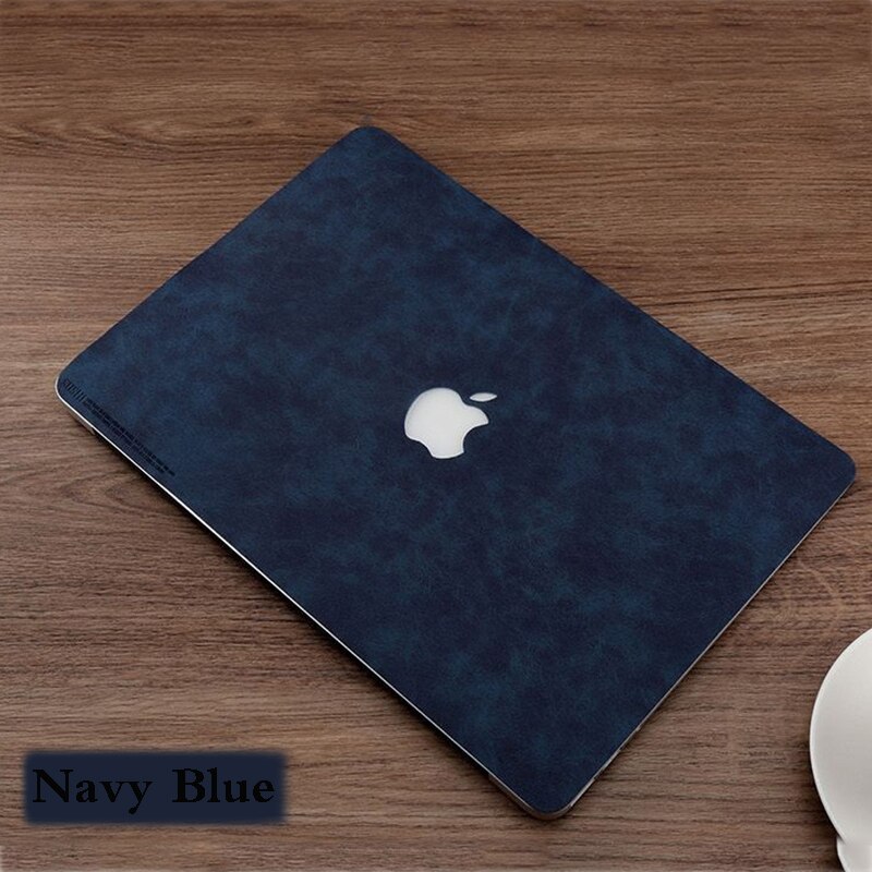 Case Cover Skin For Apple Macbook Pro 13.3 A1706 A1708 A1989 Top+Bottom PU Leather Case Film Protective Film Tablet Skin: Navy Blue