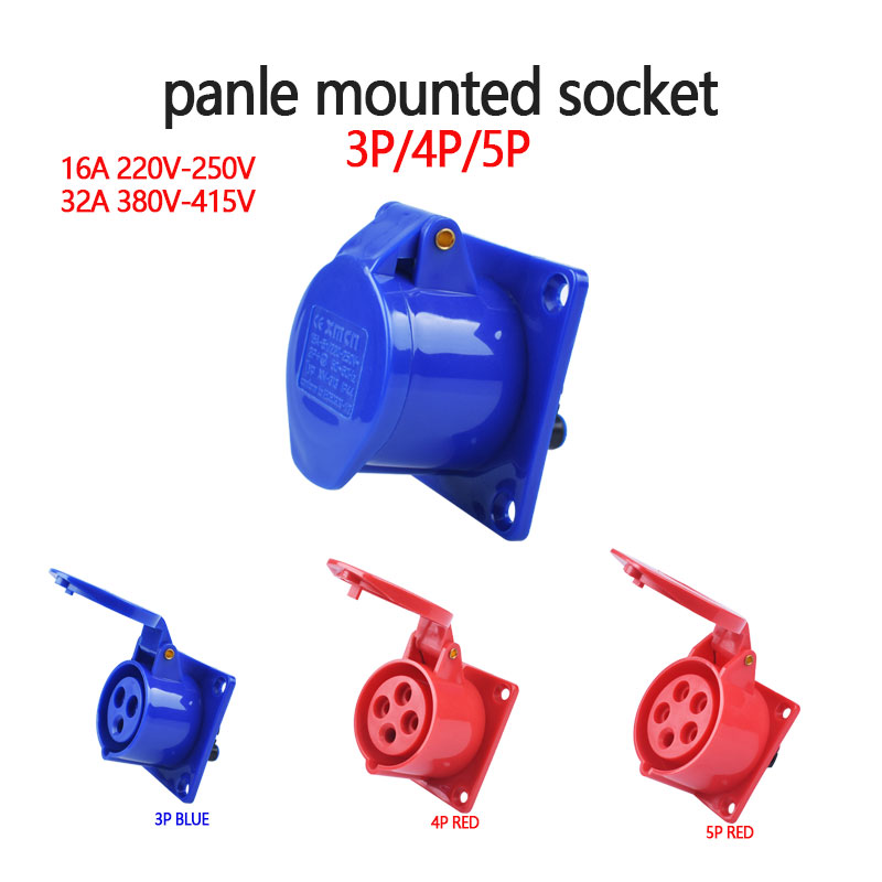 Industrial plug and socket waterproof connector 3PIN 4PIN 5PIN 16A/32A IP44 waterproof electrical connection wall mount socket: Lavender / Under 5Pcs / 3P