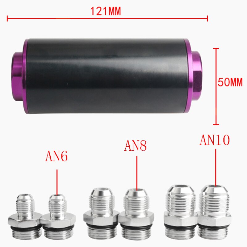 Auto Universal Inline Fuel Filter High FLOW 100 Micron Cleanable SS AN6 AN8 AN10 Filter 50MM