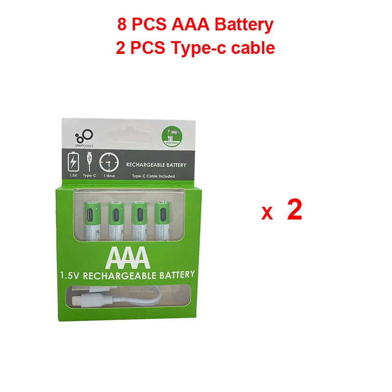 AAA battery 1.5V 366mAh/550 mWh AAA rechargeable li-ion batteries USB rechargeable for Remote control wireless mouse + Cable: 8 PCS AAA and 2Cable