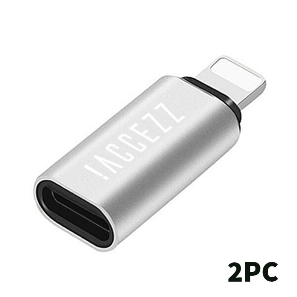 !ACCEZZ Type C Female To Lighting Adapter For Apple IPhone 7 8 Plus X XS MAX USB C To 8pin Male Charging Data Sync OTG Converter: 2PCS Silver