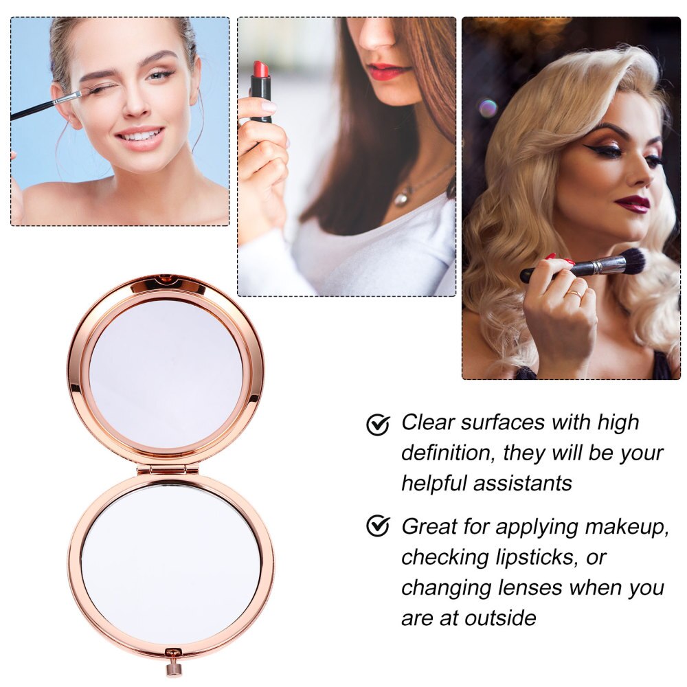 Portable Metal Makeup Mirror Handheld Mini Cosmetic Make Mirror