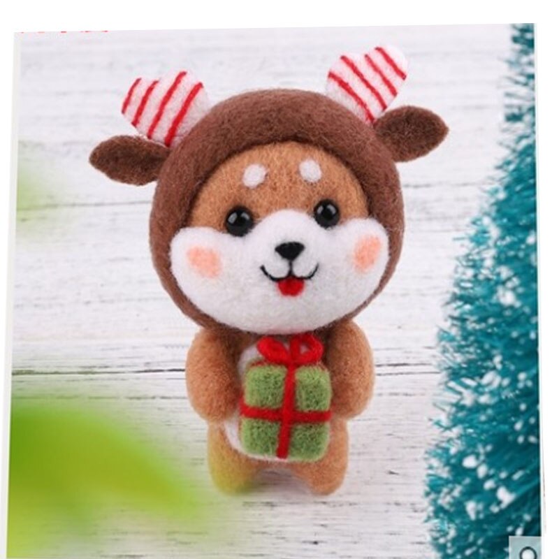 1 set wool for Felt DIY Package, needle felting, Shiba Inu Set animals, hand-made diy kits, you need to do it yourself: Light Yellow