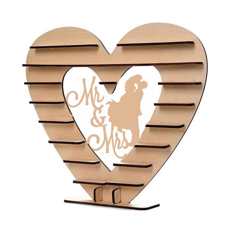 Paar-Mr & Mrs Houten Hart Chocolade Dessert Snoep Display Stand Middelpunt Decor Holder Wedding Party Bars