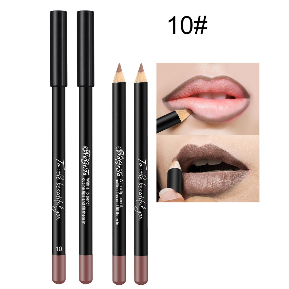 1 st 12 färger lip liner penna vattentät långvarig natur läppar konturlinje makeup lipliner penna: 10