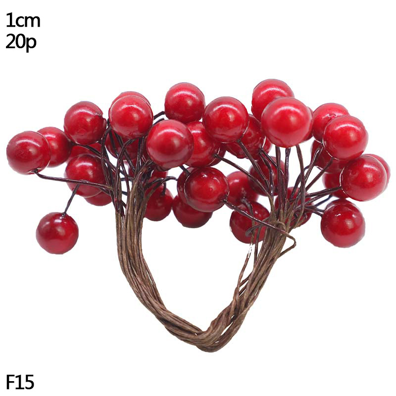 Lot de 1 assortiment de baies de cerisier | Rouge, bricolage, boîte de gâteau de mariage, couronne, décoration de noël du nouvel an: F15