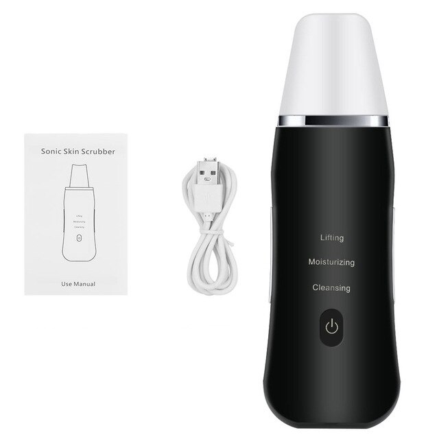 Ultrasonic Skin Scrubber Inductive Atomization Ion Deep Face Cleaning Peeling Face Vibration Remove Pore Blackhead Wrinkles: new black no box