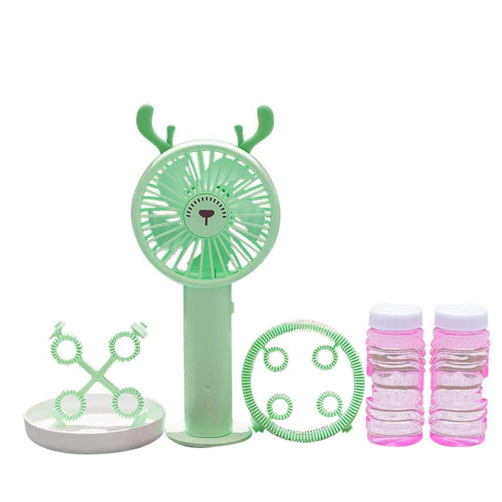 Low Noise Portable Handheld Multi-function Mini Fan BUBBLE MAKER BLOWER MACHINE MINI FAN USB Rechargeable Fan 100ml: GN