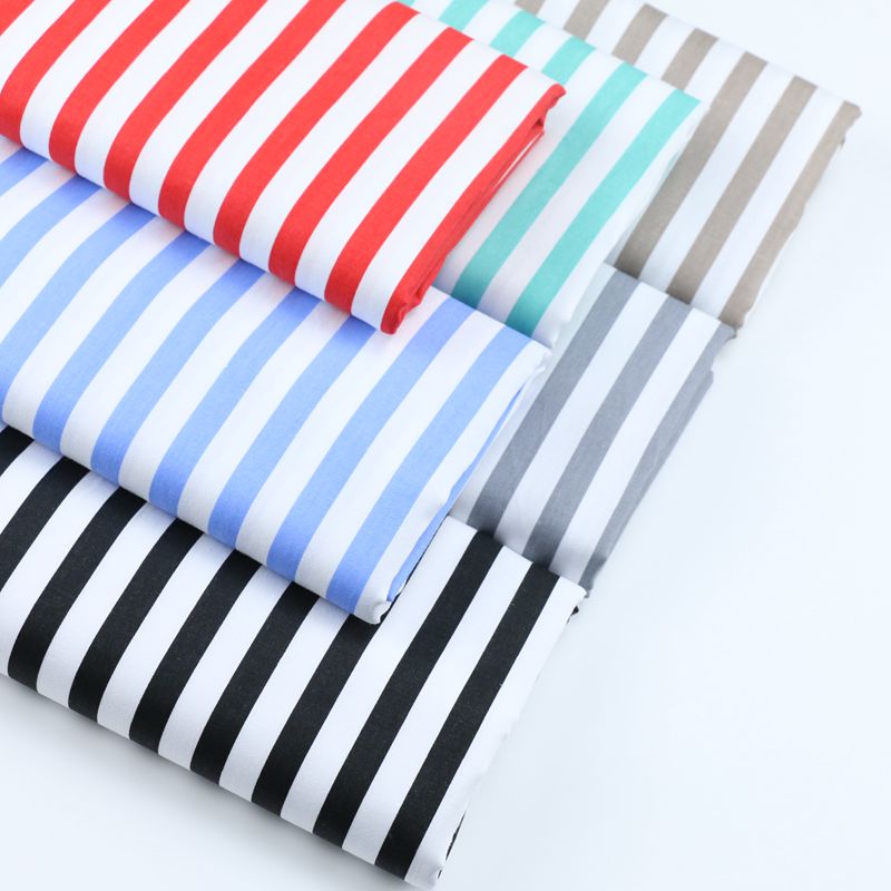 160CM * 50CM tela de algodón azul gris rojo caqui negro 1 cm tela de rayas para DIY ropa de cama remiendo de ropa decoraciones textiles para el hogar