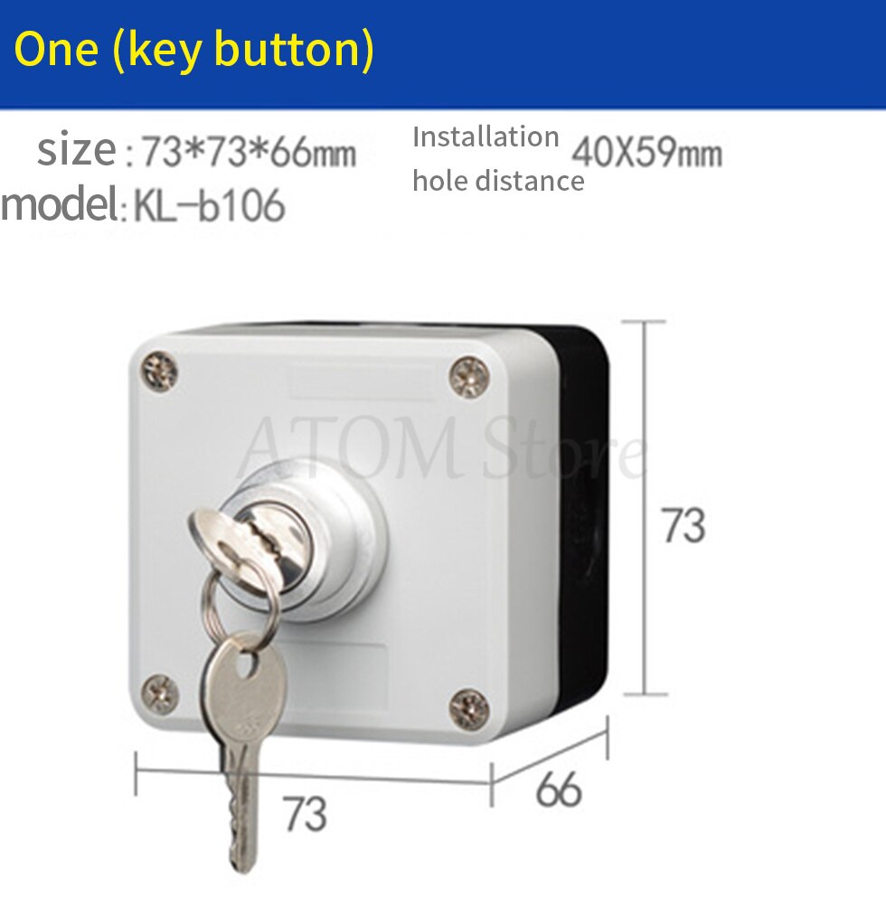 Button switch control box emergency stop waterproof button indicator box plastic start electric box: Auburn