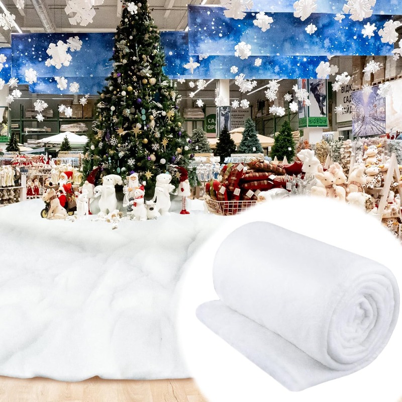 Christmas Artificial Snow Blanket White Snow Fluffy Fiber Stuffing Cotton Xmas Tree Backdrop Snow Scene Arrangement Party Decor