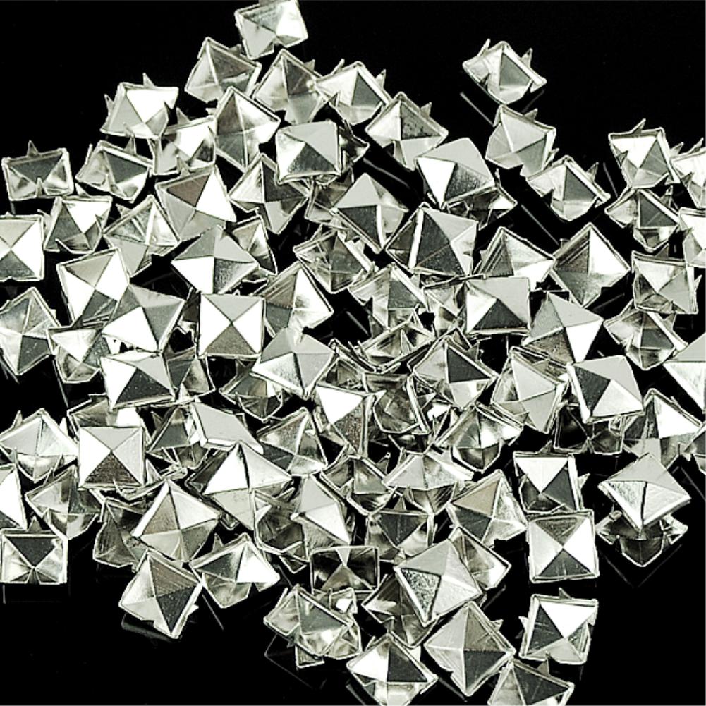 100 stk gør det selv 10mm sølv pyramide nitter nailheads nitte spike til armbånd tøj bælte nitte diy punk taske læder håndværk spike
