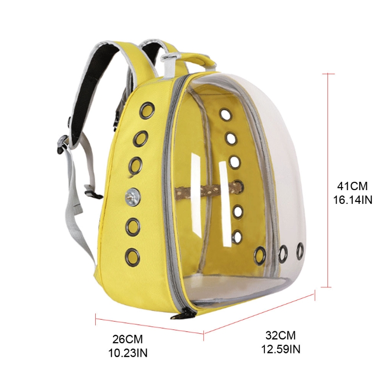 1pc Parrot Bird Carrier Backpack with Standing Perch Pet Bubble Backpack for Outdoor Small and Medium Bird Cage