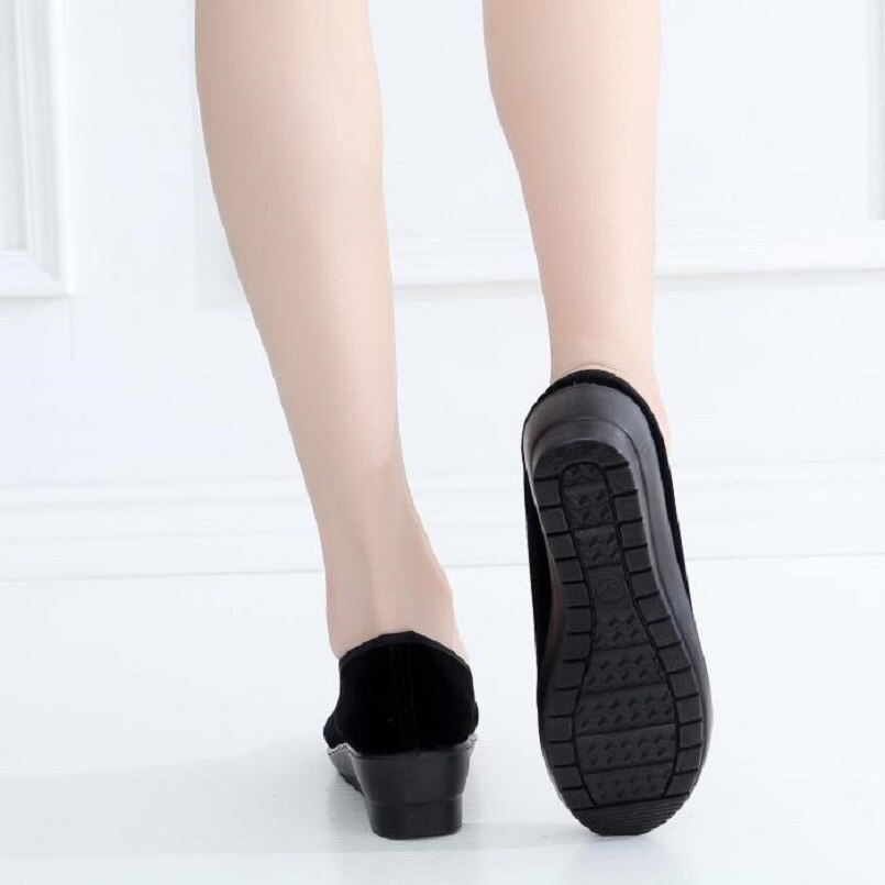 Cresfimix kvinder kilehæl sorte balletsko damer afslappede dansesko cool slip on forår sko dames schoenen  a5489