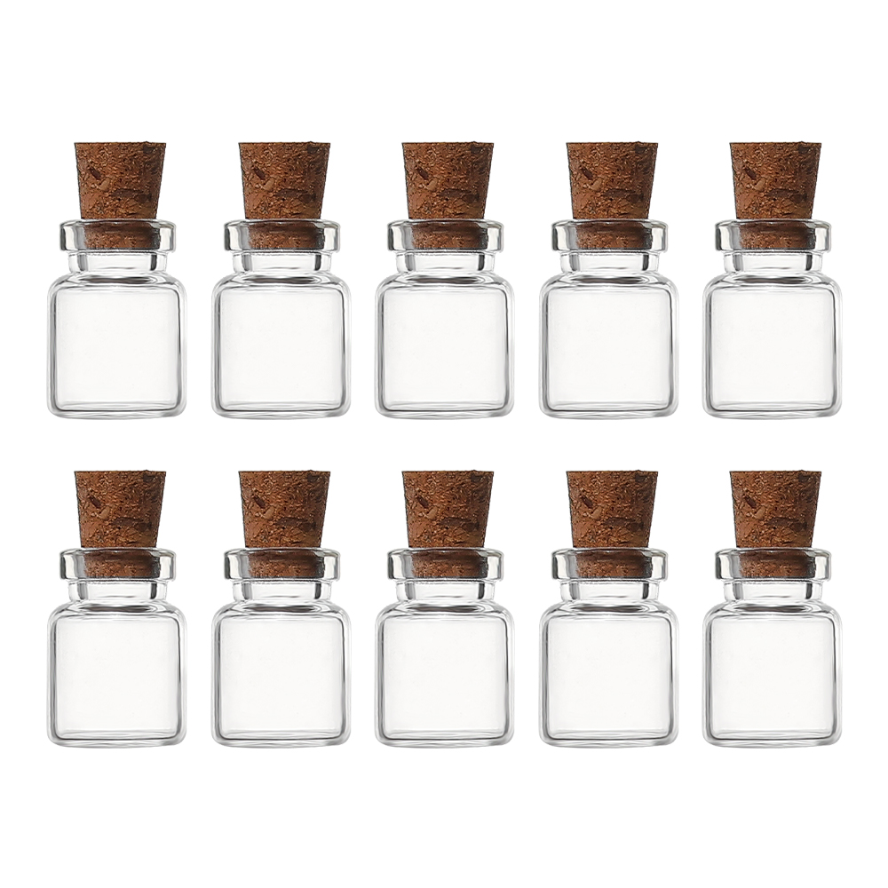 10 Uds Mini botellas de vidrio con tapones de corcho tarros de hechizo viales de poción botellas de mensaje de deseos para favores manualidades DIY 5ml-20ml: Multicolor